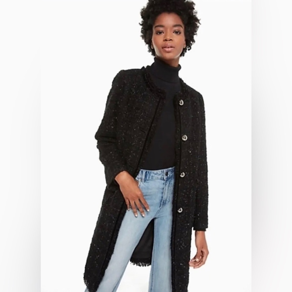 KATE SPADE NY •Rare• Black Sparkle Tweed Coat Dashing Beauty Size 14
